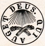 Brieven en attestatie zegel DEUS QUI AUGET (God, die de wasdom geeft).Jaartal: 1943. Bron: P.C. Wierenga