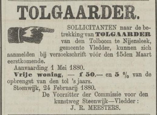 Tolgaarder, Provinciale Drentsche en Asser Courant 1880-02-27