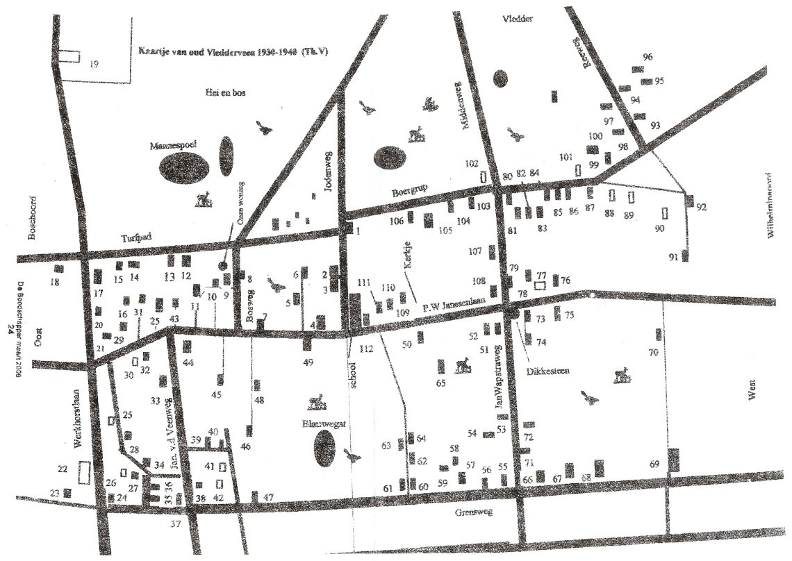 Plattegrond Vledderveen 1930-1940
