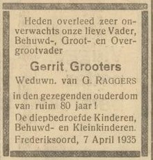 Overlijden Gerrit Grooters