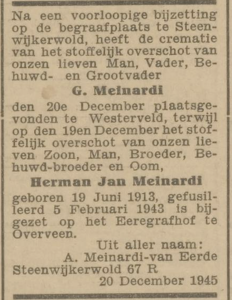 Advertentie overlijden Herman Jan