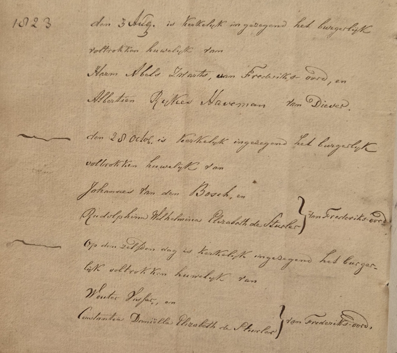 Kerkelijke inzegening huwelijk Johannes van den Bosch